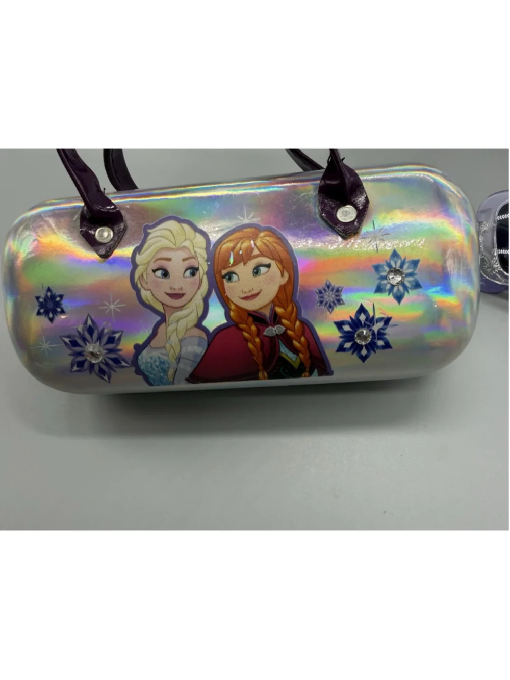 Disney Frozen Purple Silver Sunglasses & Case Holographic & Olaf Elsa Anna